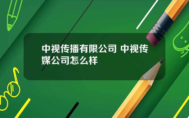 中视传播有限公司 中视传媒公司怎么样